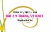 Bài 2.9 trang 59 Toán 12 tập 1 Kết nối tri thức